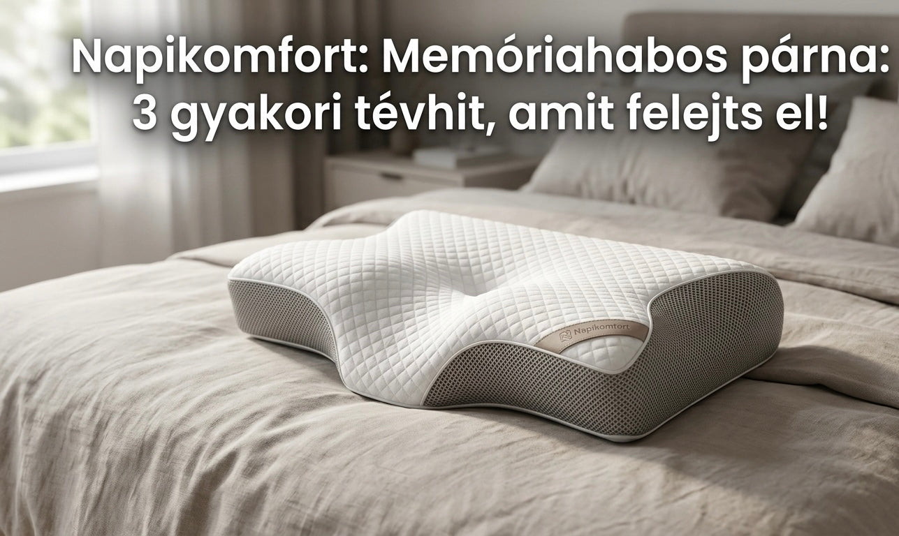 Napikomfort memóriahabos párna steppelt huzattal egy kényelmes ágyon.