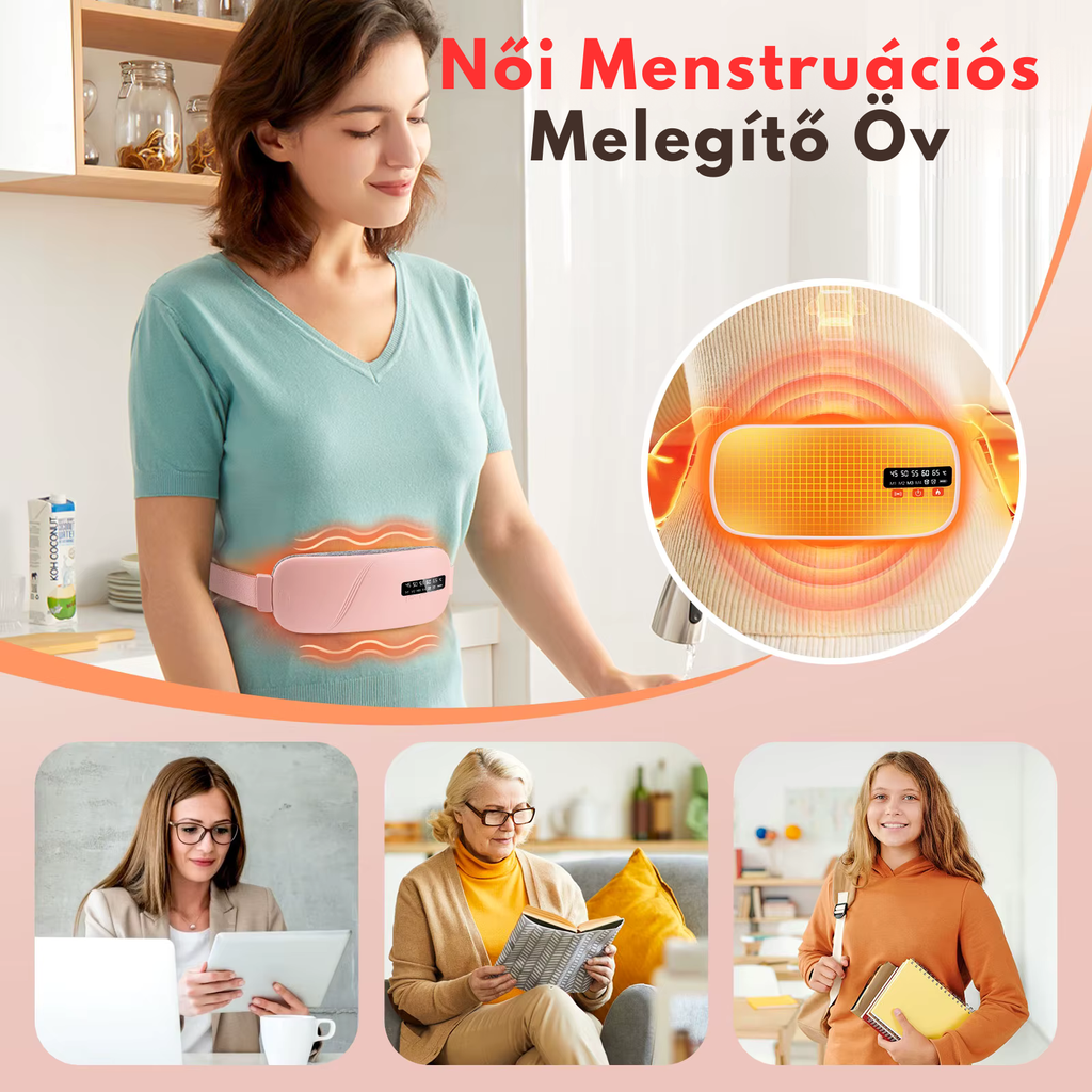ői menstruációs melegítő öv diszkrét használat közben munka, olvasás és tanulás alatt.