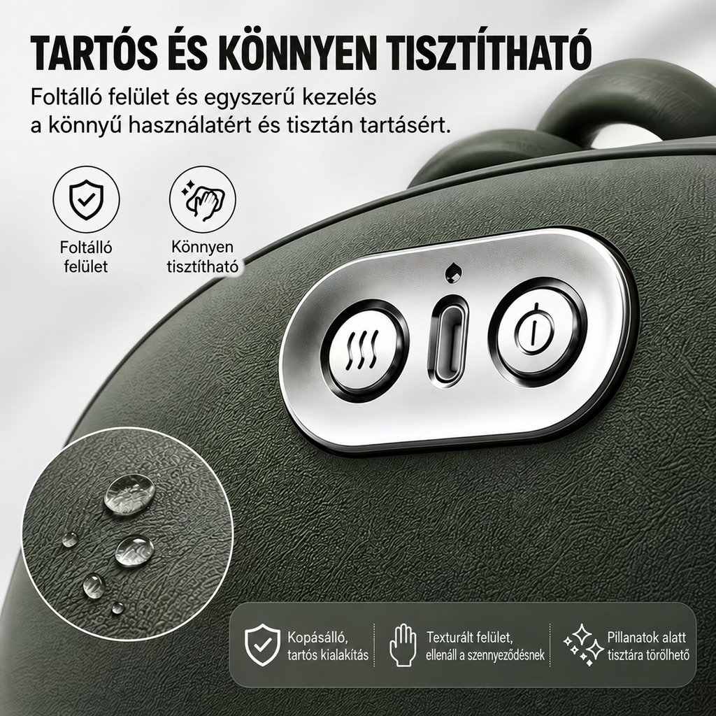 A masszírozó tartós, könnyen tisztítható felülete